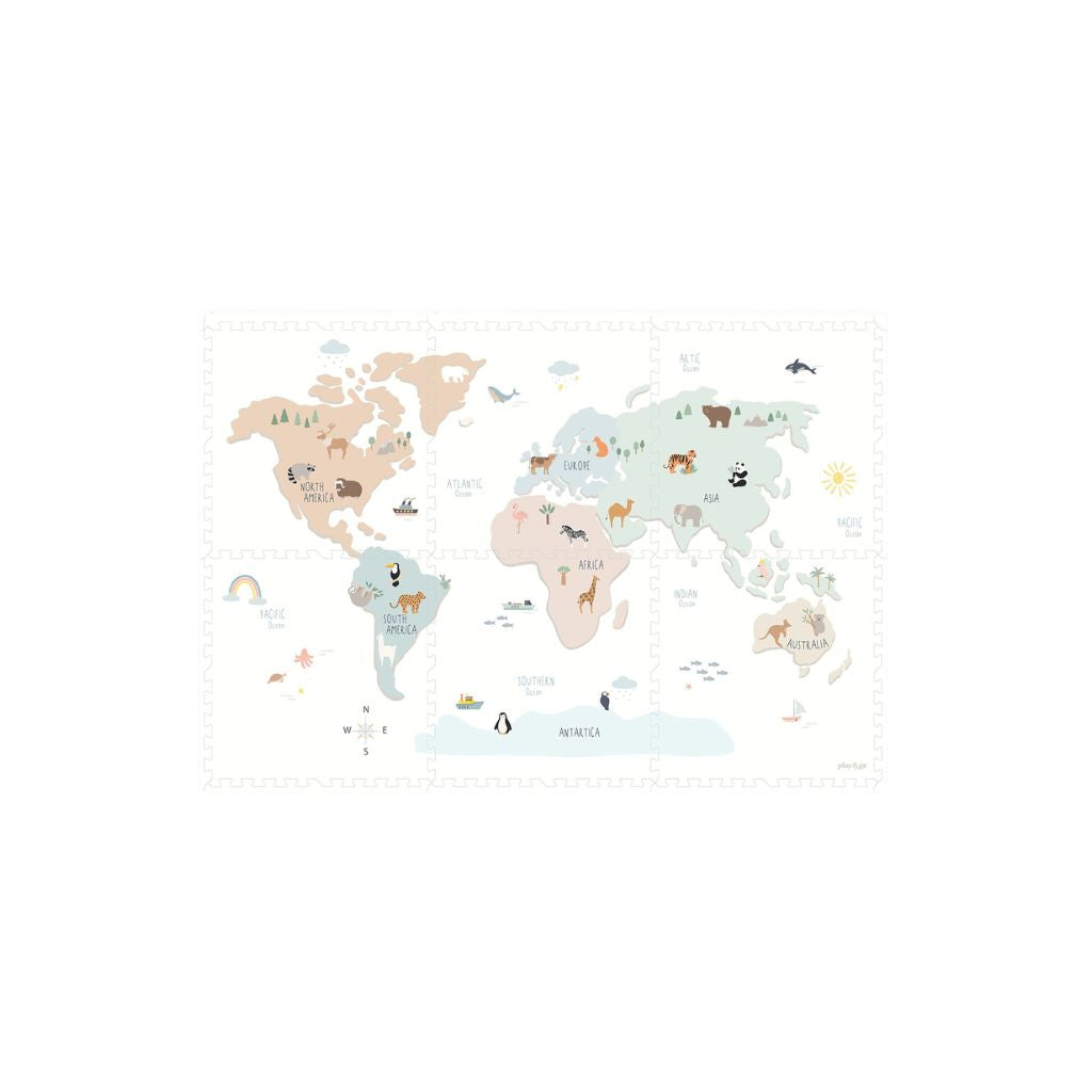 Play&Go Tapis De Puzzle Worldmap Multi – 6 Pièces