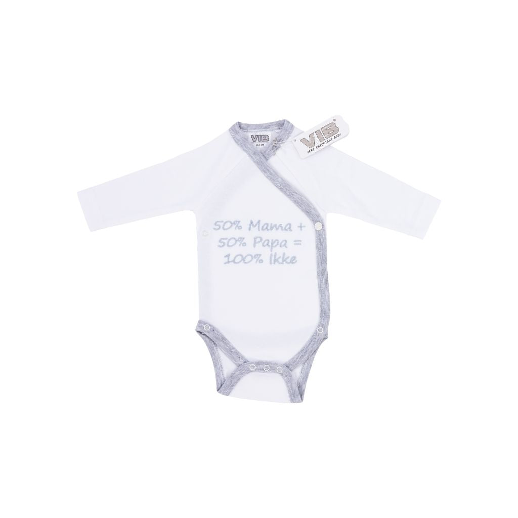 VIB Body "50% Mama + 50% Papa = 100% Ikke" Blanc / Gris Unisexe 0-3 m 