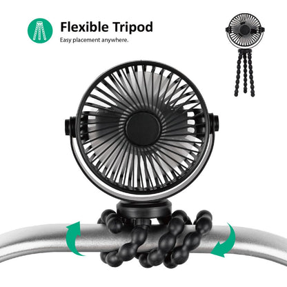 Titaniumbaby Ventilateur Rechargeable Pour Poussette Flexible Noir Universel