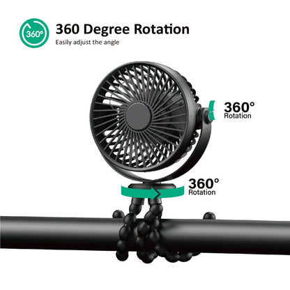 Titaniumbaby Ventilateur Rechargeable Pour Poussette Flexible Noir Universel