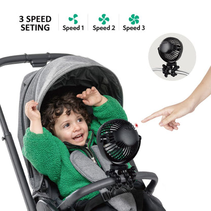 Titaniumbaby Ventilateur Rechargeable Pour Poussette Flexible Noir Universel