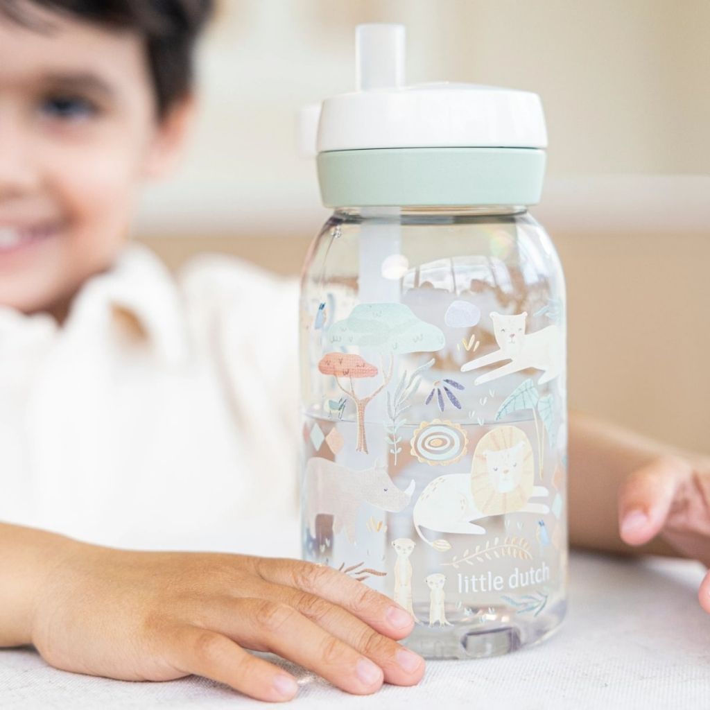 Mepal Drinkfles Met Rietje Safari Friends Groen 450 ml