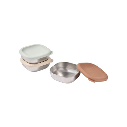 Béaba Boîte à Goûter En Acier Inoxydable Natural - Lot De 3 Pièces