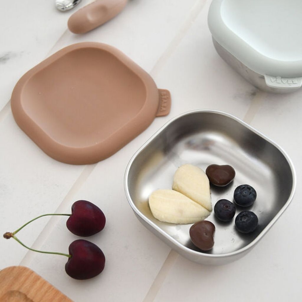 Béaba Boîte à Goûter En Acier Inoxydable Natural - Lot De 3 Pièces