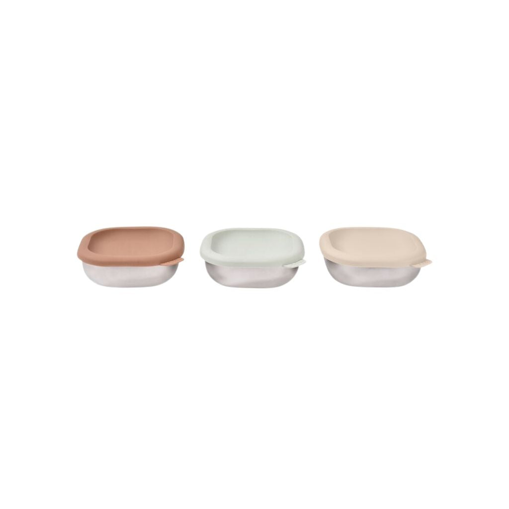 Béaba Boîte à Goûter En Acier Inoxydable Natural - Lot De 3 Pièces