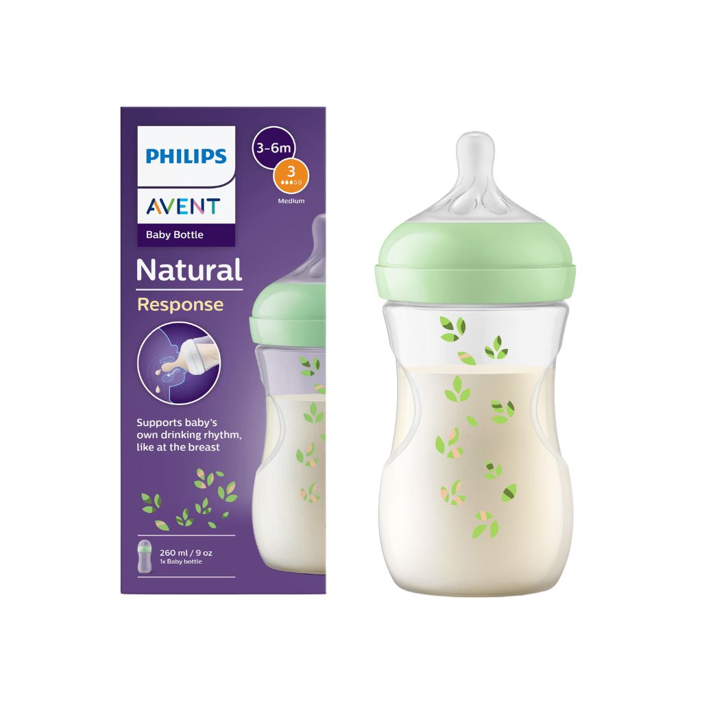 Philips Avent Biberon Natural Response Deco Violet / Vert - 3 Pièces