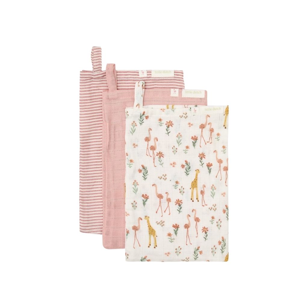 Little Dutch Washandje Blooming Safari Roze – 3 Stuks