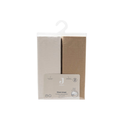 Jollein Drap-housse Pour Berceau Jersey Hazel / Oatmeal Lg 40 / 50 x L 80 / 90 cm – 2 Pièces