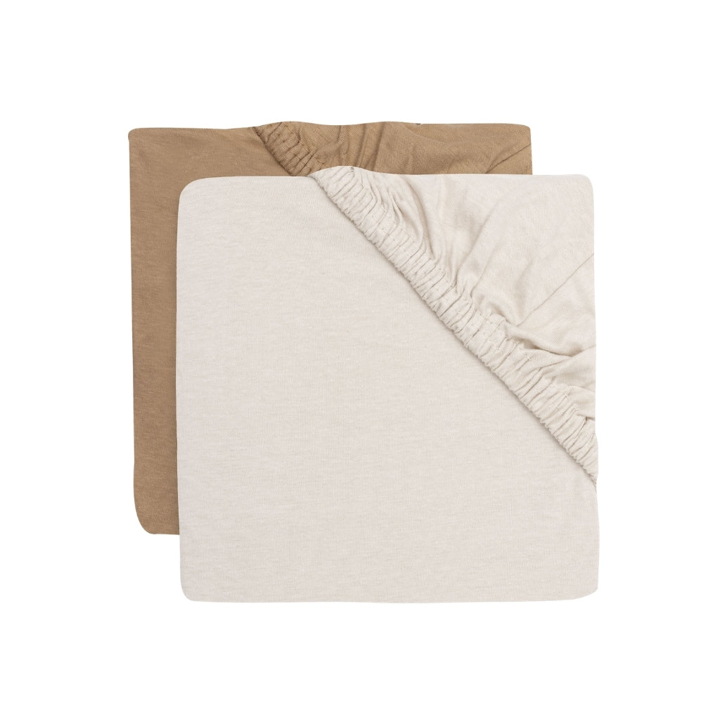 Jollein Drap-housse Pour Berceau Jersey Hazel / Oatmeal Lg 40 / 50 x L 80 / 90 cm – 2 Pièces