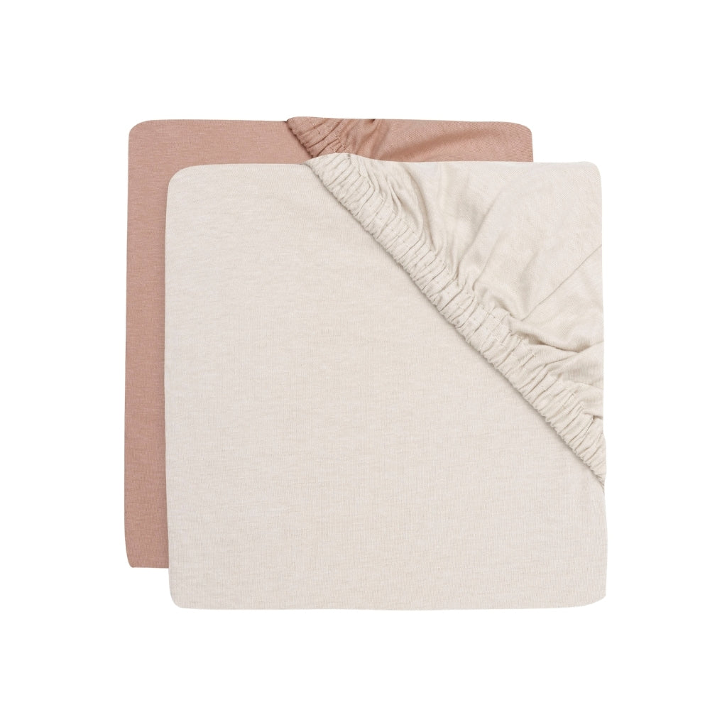 Jollein Hoeslaken Voor Wieg Jersey Light Terra / Oatmeal  B 40 / 50 x L 80 / 90 cm – 2 Stuks