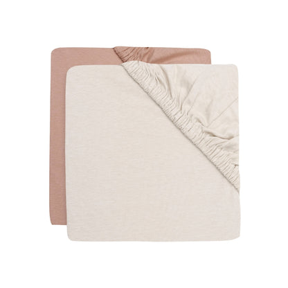 Jollein Hoeslaken Voor Wieg Jersey Light Terra / Oatmeal  B 40 / 50 x L 80 / 90 cm – 2 Stuks