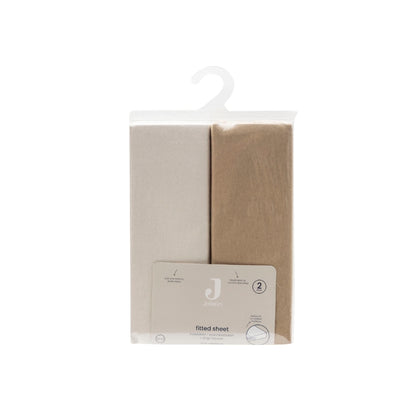 Jollein Hoeslaken Voor Bed Jersey Hazel / Oatmeal B 70 / 75 x L 140 / 150 cm – 2 Stuks