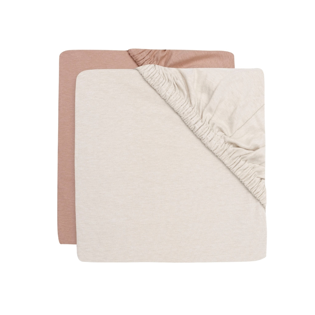 Jollein Hoeslaken Voor Bed Jersey Light Terra / Oatmeal B 70 / 75 x L 140 / 150 cm – 2 Stuks