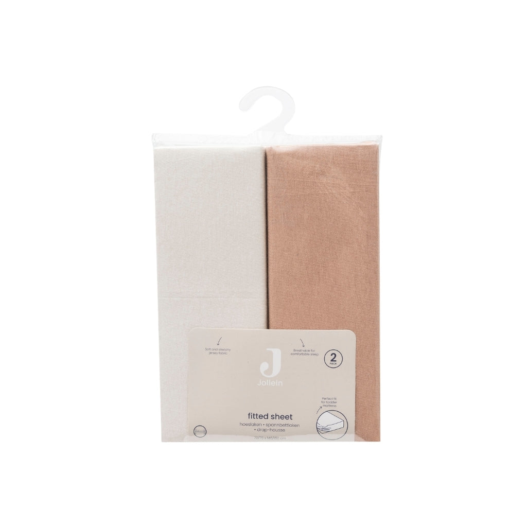 Jollein Hoeslaken Voor Bed Jersey Light Terra / Oatmeal B 70 / 75 x L 140 / 150 cm – 2 Stuks