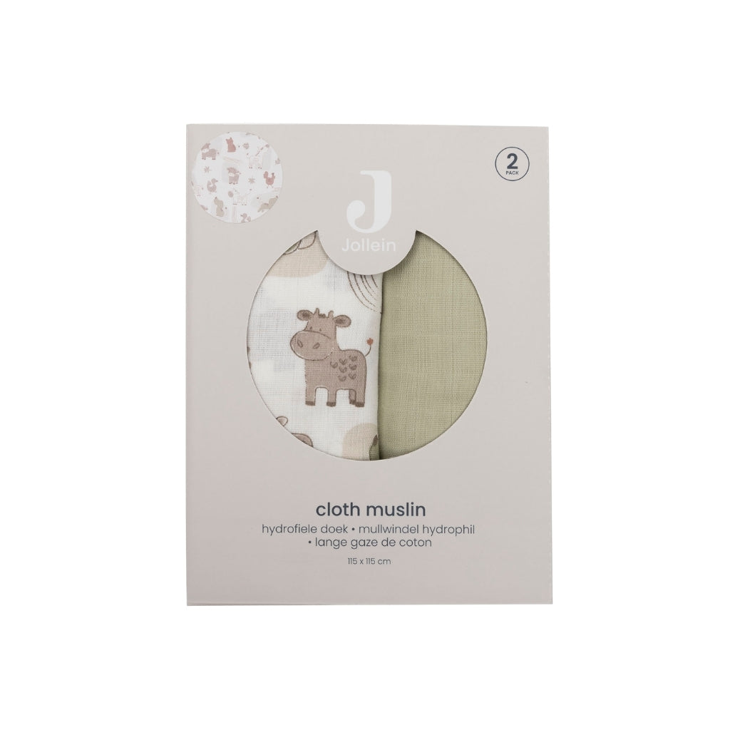 Jollein Tetradoek Barn Buddies Multi B 115 x L 115 cm – 2 Stuks