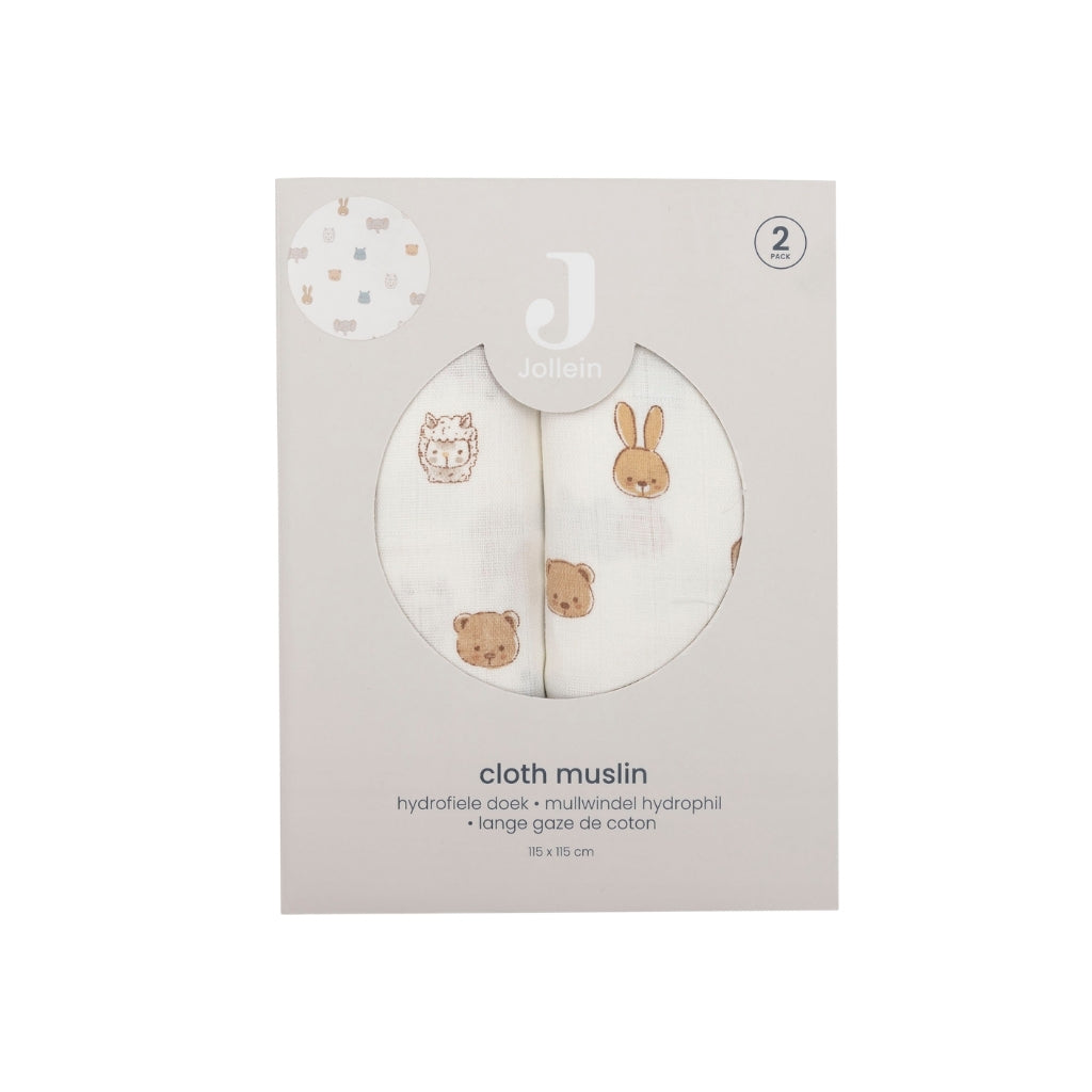 Jollein Tetradoek Jollies Multi B 115 x L 115 cm – 2 Stuks