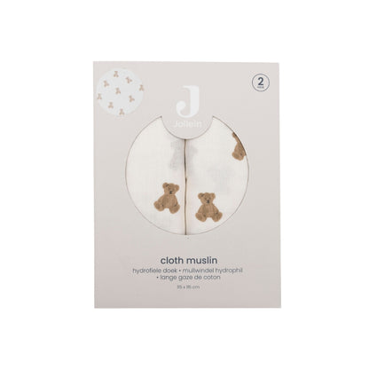 Jollein Tetradoek Mini Teddy Bear Multi B 115 x L 115 cm – 2 Stuks