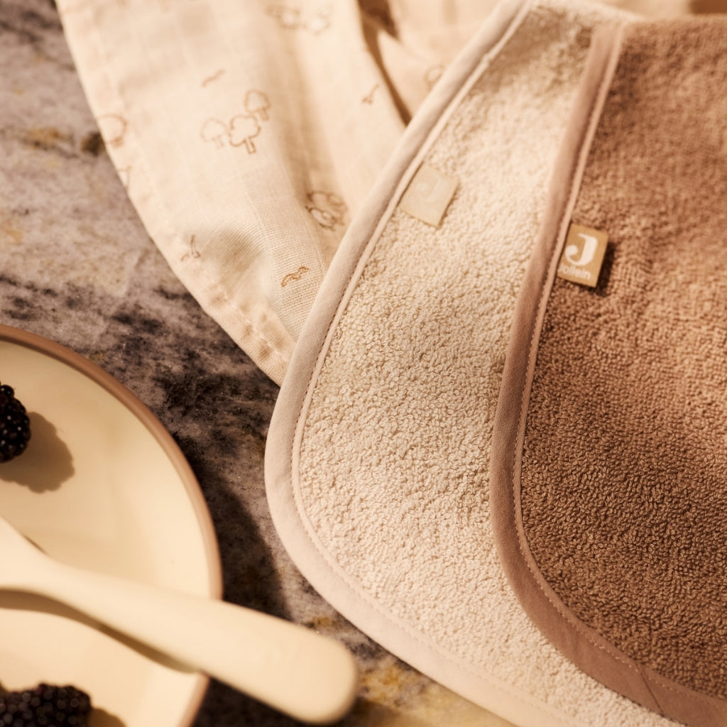 Jollein Bavoir En Tissu éponge Sand / Milky Coffee – 2 Pièces