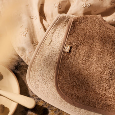 Jollein Bavoir En Tissu éponge Sand / Milky Coffee – 2 Pièces