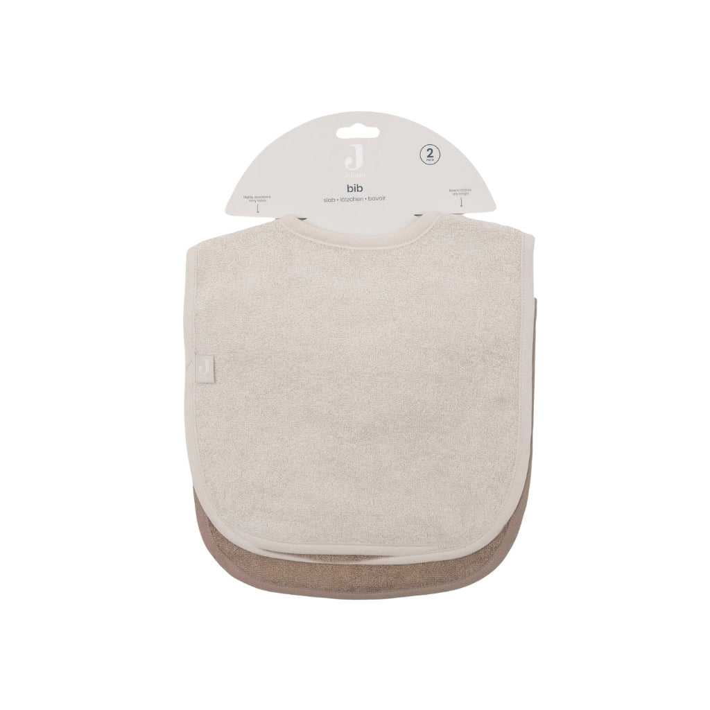Jollein Bavoir En Tissu éponge Sand / Milky Coffee – 2 Pièces
