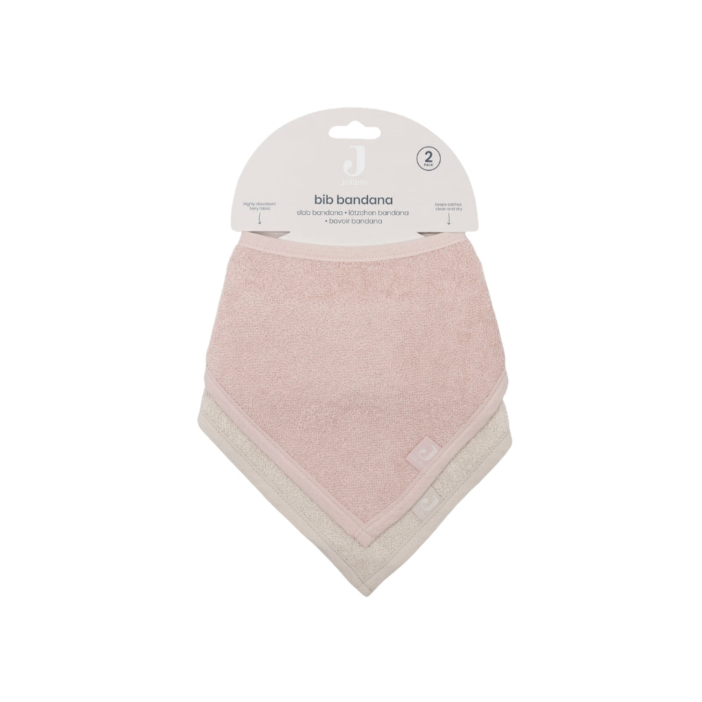 Jollein Bavoir Bandana Silk Rose / Sand – 2 Pièces