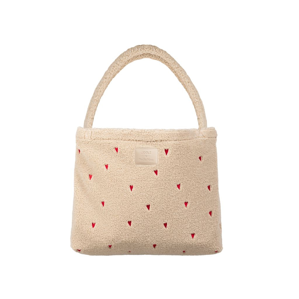 Joolz x Studio Noos 2-in-1 Kinderwagen Day5 Sandy Taupe / Red Hearts + Draagmand Sandy Taupe / Red Hearts + Mom Bag Red Hearts
