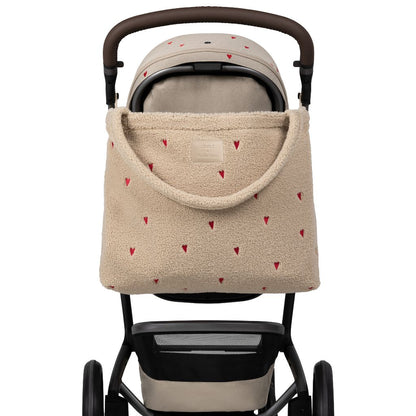 Joolz x Studio Noos 2-in-1 Kinderwagen Day5 Sandy Taupe / Red Hearts + Draagmand Sandy Taupe / Red Hearts + Mom Bag Red Hearts