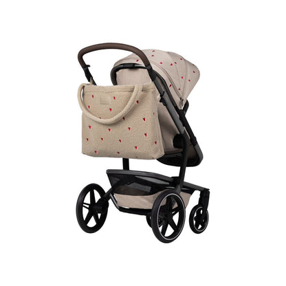 Joolz x Studio Noos 2-in-1 Kinderwagen Day5 Sandy Taupe / Red Hearts + Draagmand Sandy Taupe / Red Hearts + Mom Bag Red Hearts
