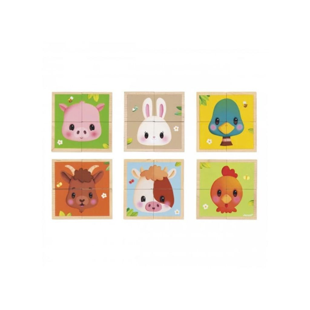 Janod Puzzle En Bois Ferm Lot De 4 Cubes Multi 
