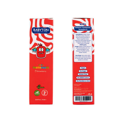 Babyton Natuurlijke Tandpasta Aardbei Smaak Met Fluoride +2 jaar – 75 ml