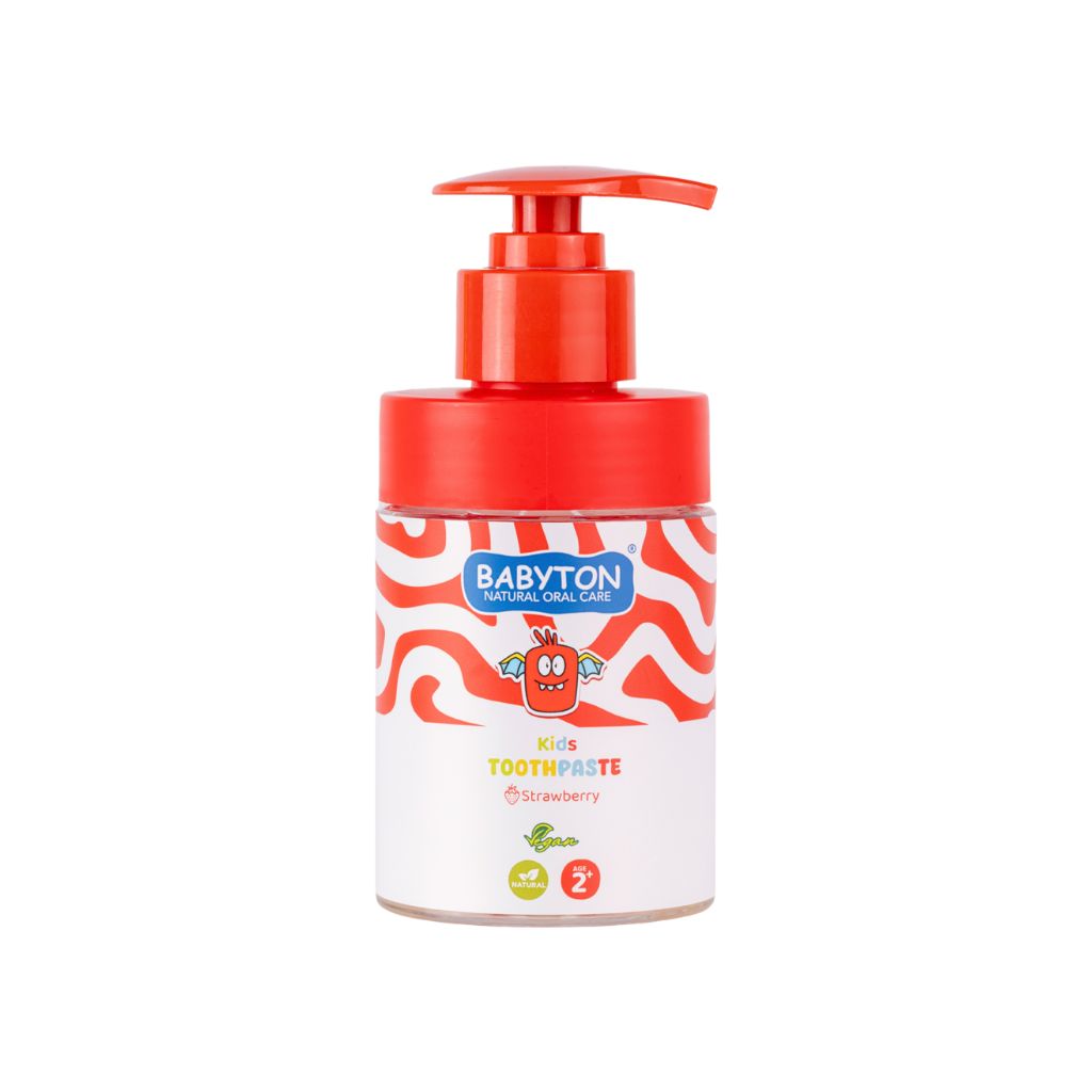 Babyton Tandpasta Pompflacon Met Fluoride 2+ Aardbei Smaak 200 ml
