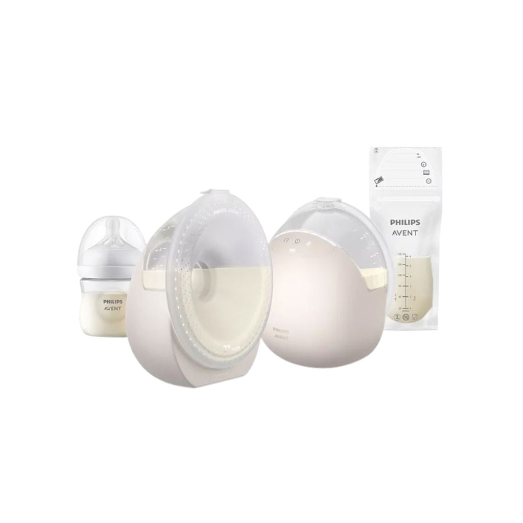 AVENT Borstkolf Hands-free Inbra Dubbel Starter Set + Zuigspeen Beige