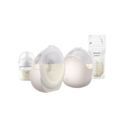 AVENT Borstkolf Hands-free Inbra Dubbel Starter Set + Zuigspeen Beige
