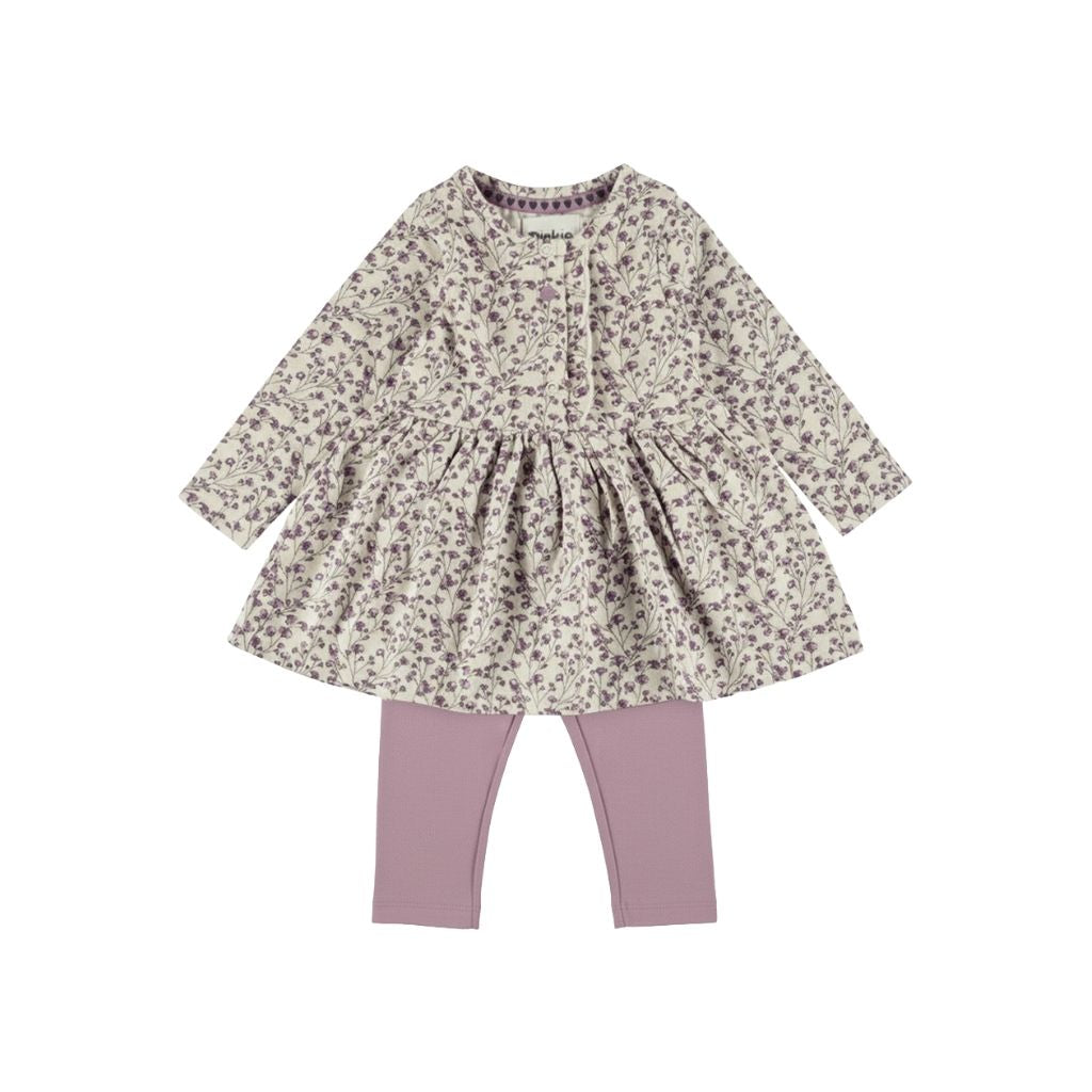 Dirkje Ensemble 2 Pièces Robe Manches Longues Legging Filles Elderberry 
 