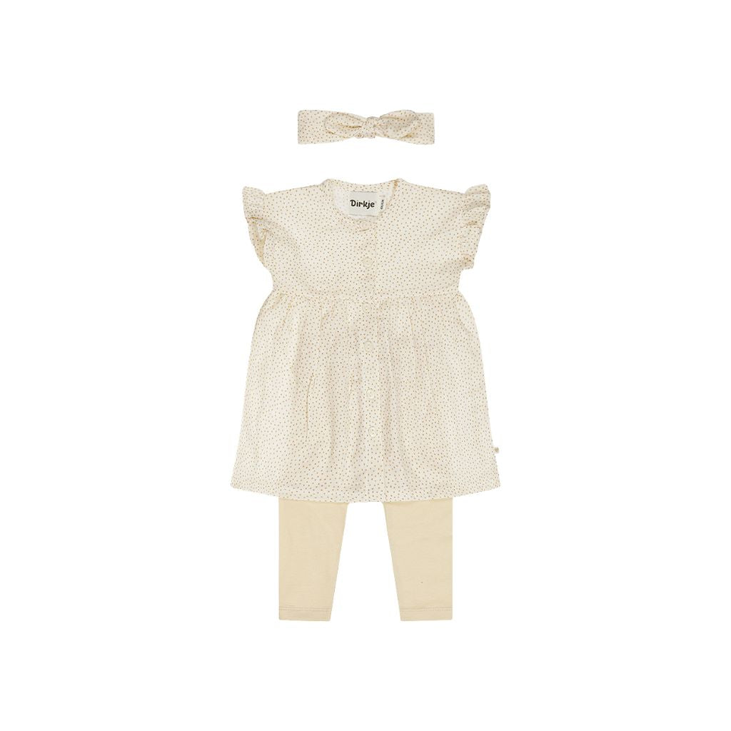 Dirkje Ensemble 3 Pièces Robe Sans Manches Avec Legging Et Bandeau Pour Les Cheveux Couleur Blanc Cassé