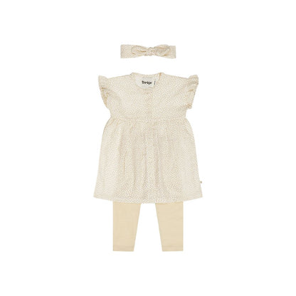 Dirkje Ensemble 3 Pièces Robe Sans Manches Avec Legging Et Bandeau Pour Les Cheveux Couleur Blanc Cassé