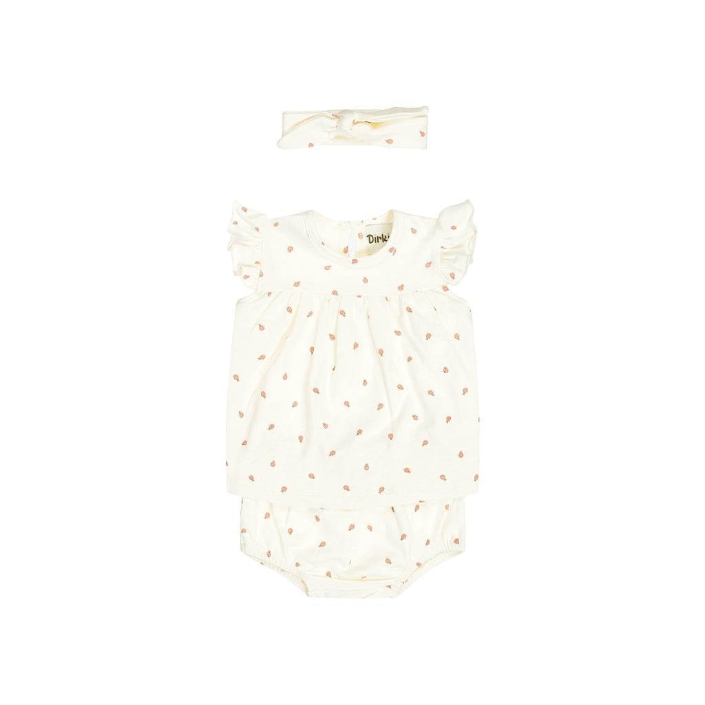 Dirkje 3-delige set jurk en accessoires Off-white - 3 stuks