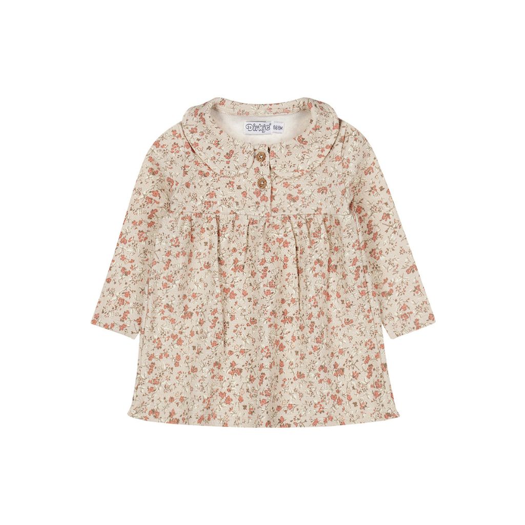 Dirkje Robe motif floral Beige gris fille