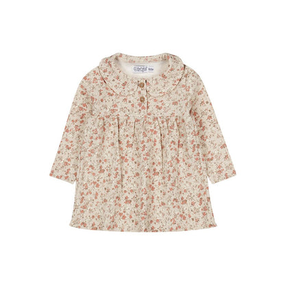 Dirkje Robe motif floral Beige gris fille