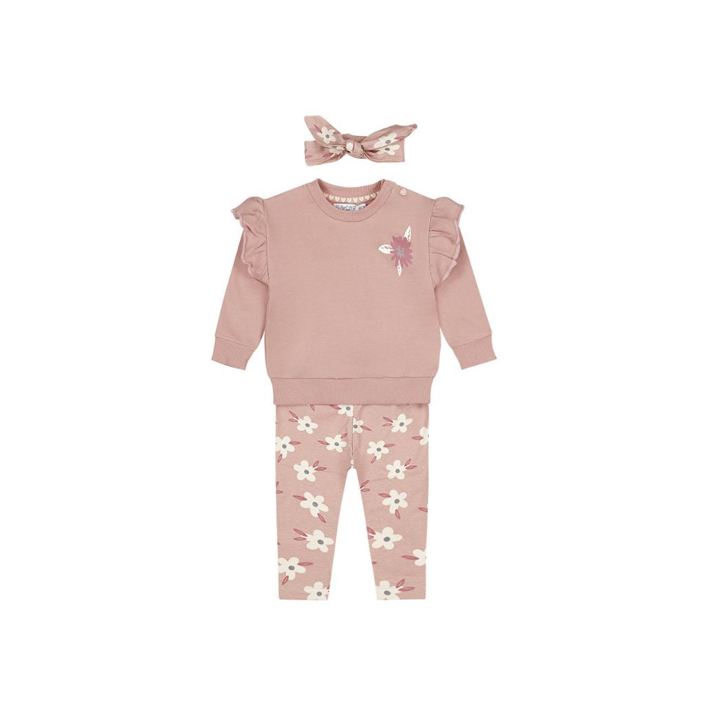 Dirkje Ensemble 3 pièces legging, sweat et bandeau Mauve clair fille