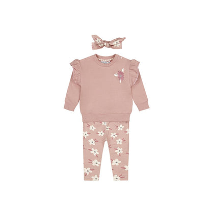 Dirkje Ensemble 3 pièces legging, sweat et bandeau Mauve clair fille