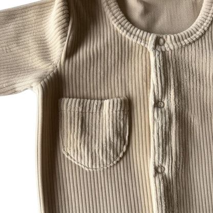 Dreambee Essentials pyjama en jersey côtelé avec pieds beige