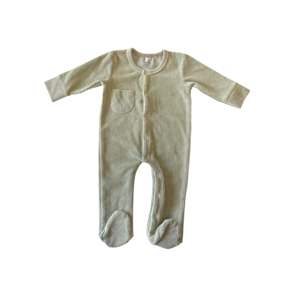Dreambee Essentials Pyjama à Bord Côtes Avec Pieds Vert