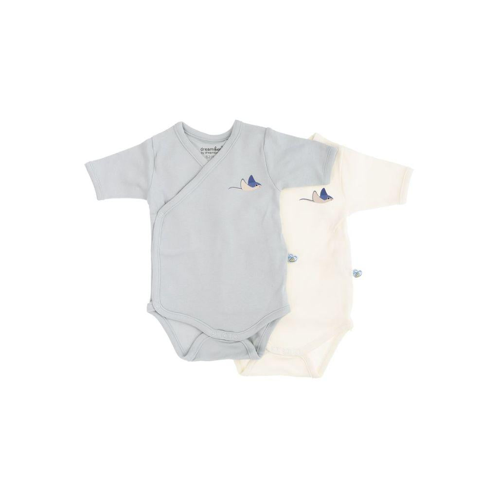 Dreambee Body met overslag en korte mouwen Billie beige/grijs - 2 stuks