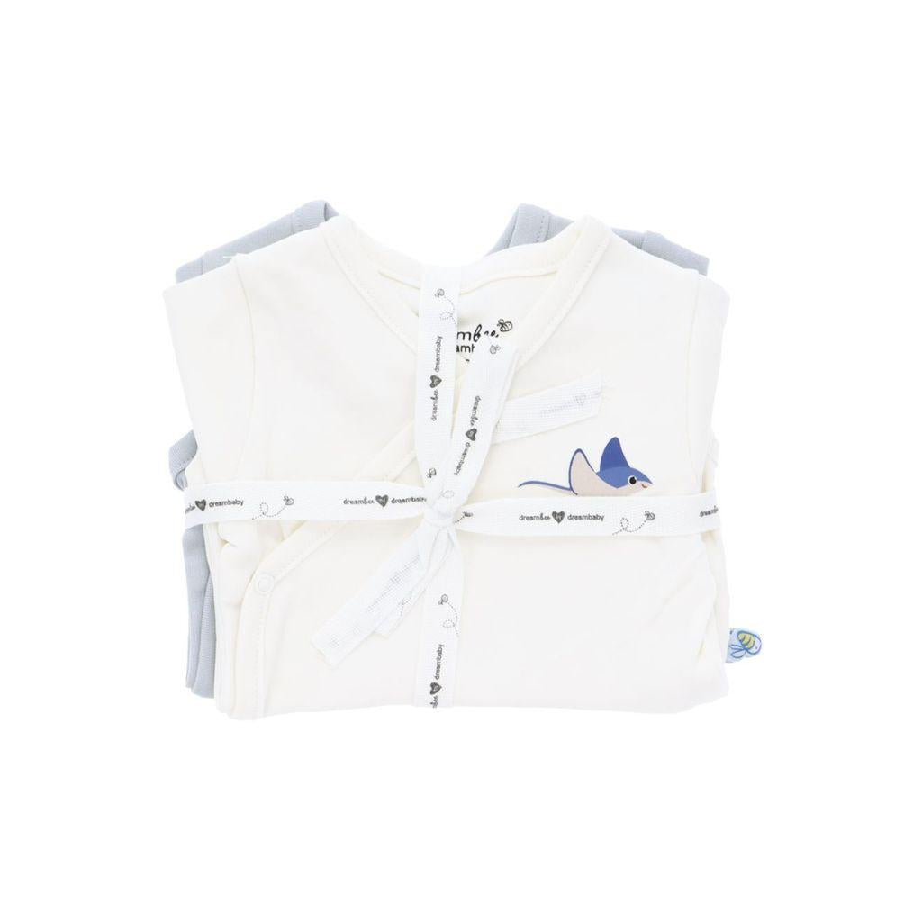 Dreambee Body met overslag en korte mouwen Billie beige/grijs - 2 stuks