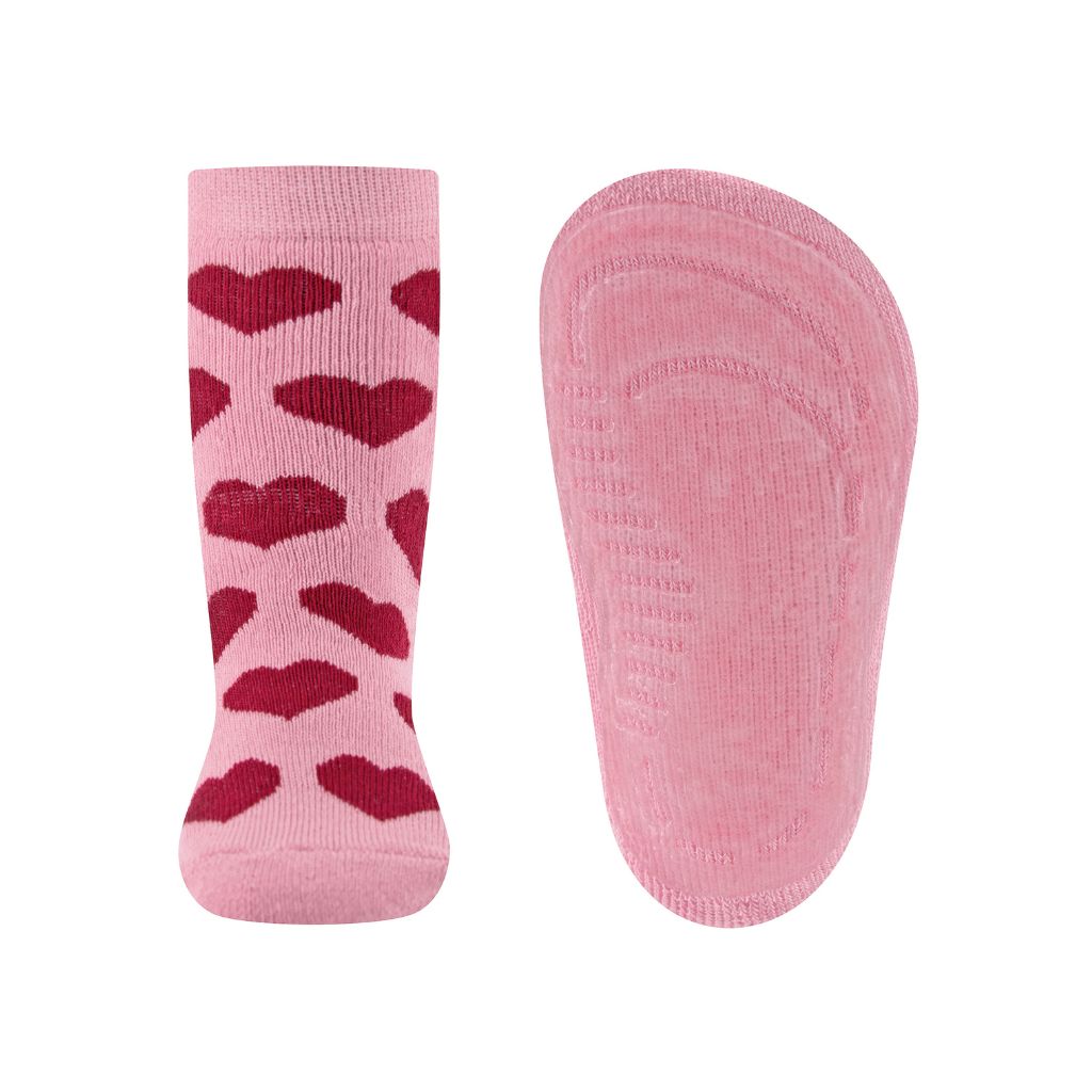 Ewers Kous Antislip SoftStep Hearts Old Rose