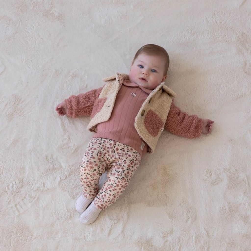 Feetje Veste bouclette Woodland Bloom Offwhite