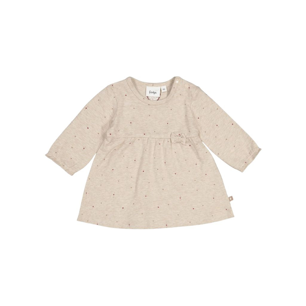 Feetje Jurk AOP My Little Love Meisjes Taupe Melange