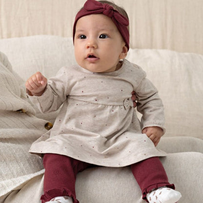 Feetje Jurk AOP My Little Love Meisjes Taupe Melange