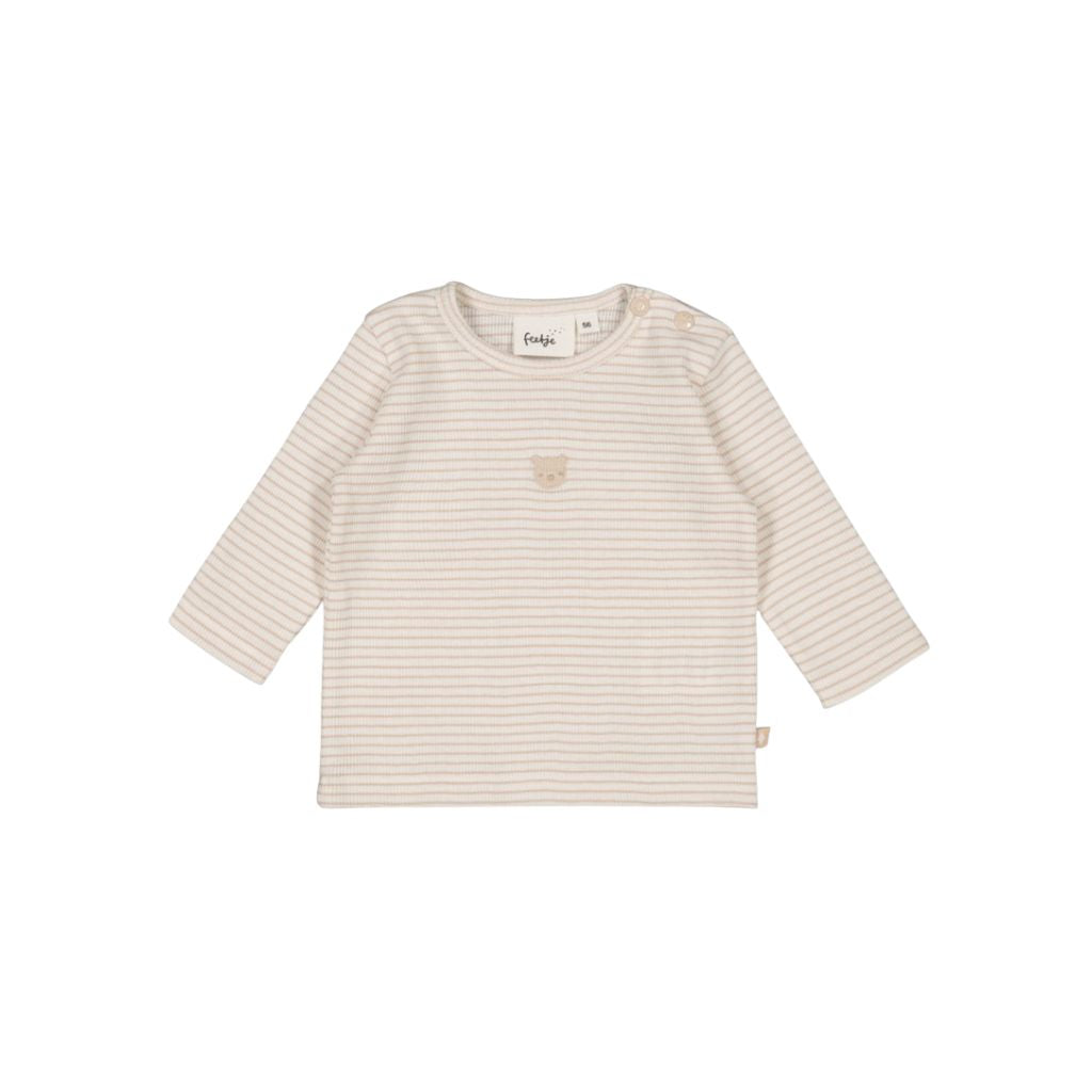 Feetje T-shirt à Manches Longues Côtelé à rayures Honey Bear Couleur Sable Unisexe